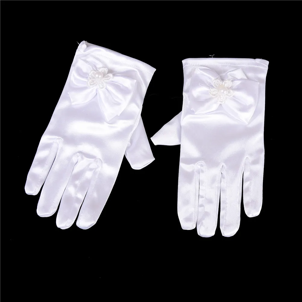 1 Pair Infant Baby Mittens Child Elbow Short 4 Colors Party Gloves Wedding Kids Girls Bow Gloves