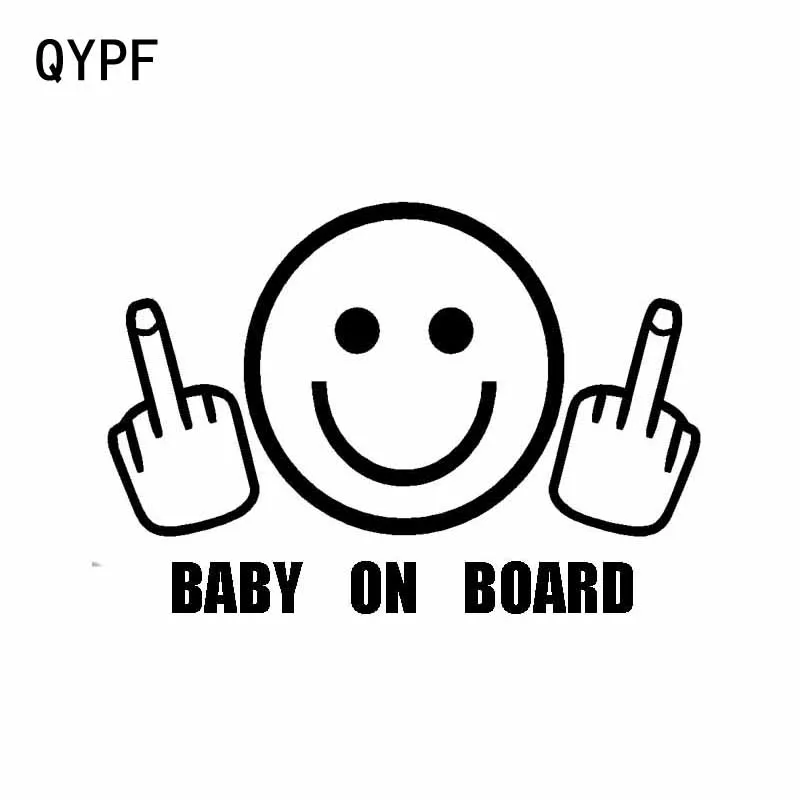 QYPF 14 см * 9 6 Виниловая наклейка для автомобиля и мотоцикла с улыбающимся лицом