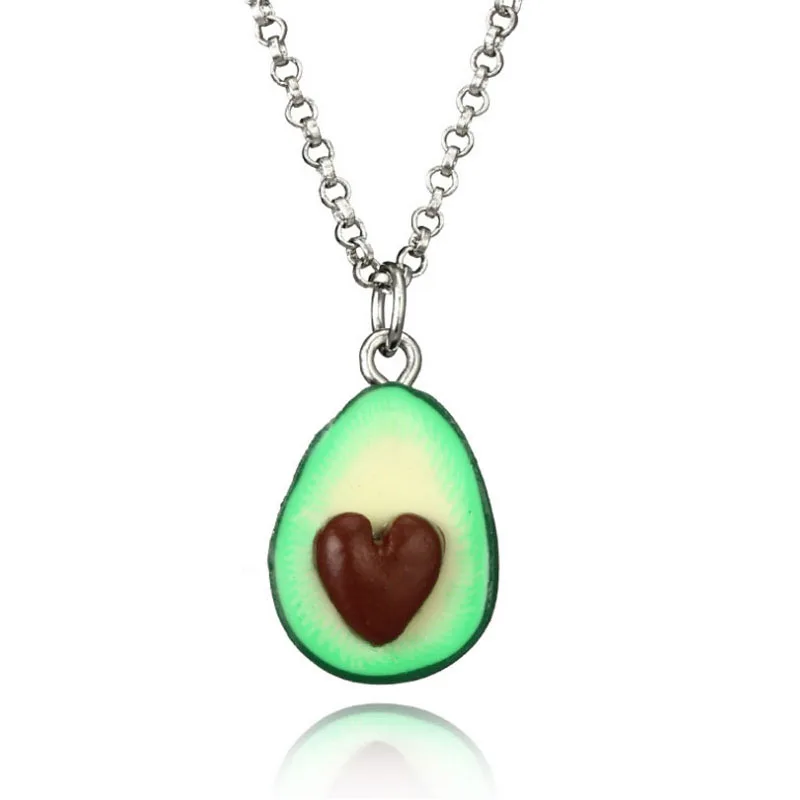 Новое модное Трендовое длинное ожерелье с подвеской в форме сердца авокадо для женщин зеленого цвета богемное ожерелье с цепочкой Ювелирные изделия Подарки - Окраска металла: 3
