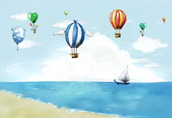 

Hot Air Balloon Sea Tropical Beach Landscape photography backgrounds Vinyl cloth High quality Computer print party backdrop