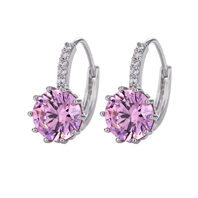 Trendy Silver Plate Earrings-pink 1