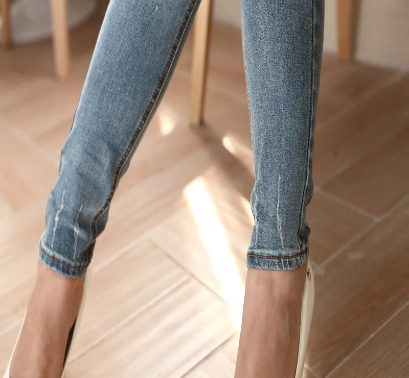 Новинка женские рваные Брендовые джинсовые Модные джинсы узкие брюки обтягивающие черные хлопковые джинсы для женщин