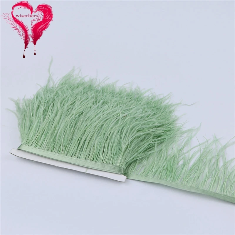 39 light army green ostrich feather fringe 4