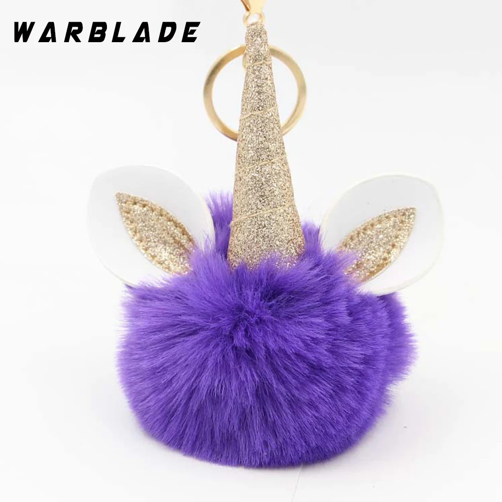 WarBLade пушистый помпон брелок с единорогом искусственный мех кролика помпоны шар