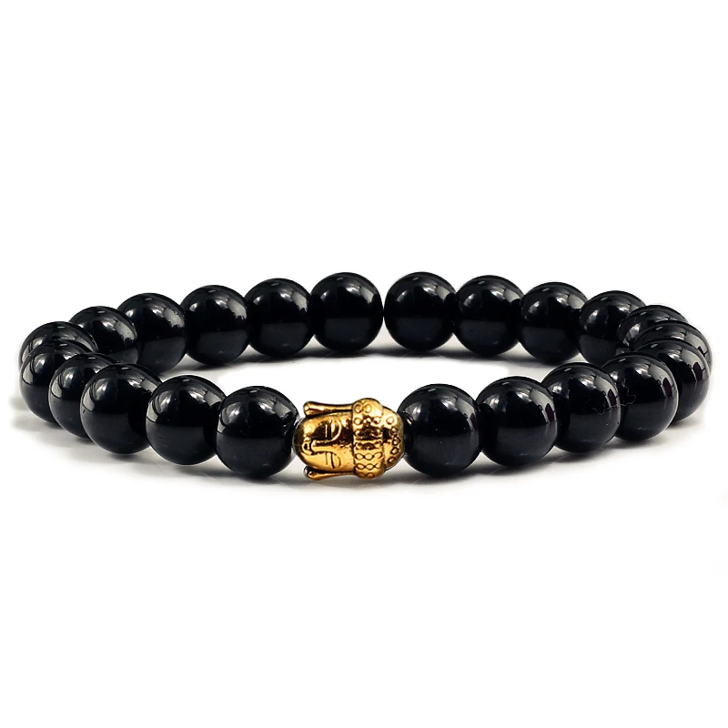 

Natural Stone Bracelet Gold/Silver Nepal India Buddha Statue Beads Bracelet&Bangles Elastic Men Jewelry Yoga Gift pulseras mujer