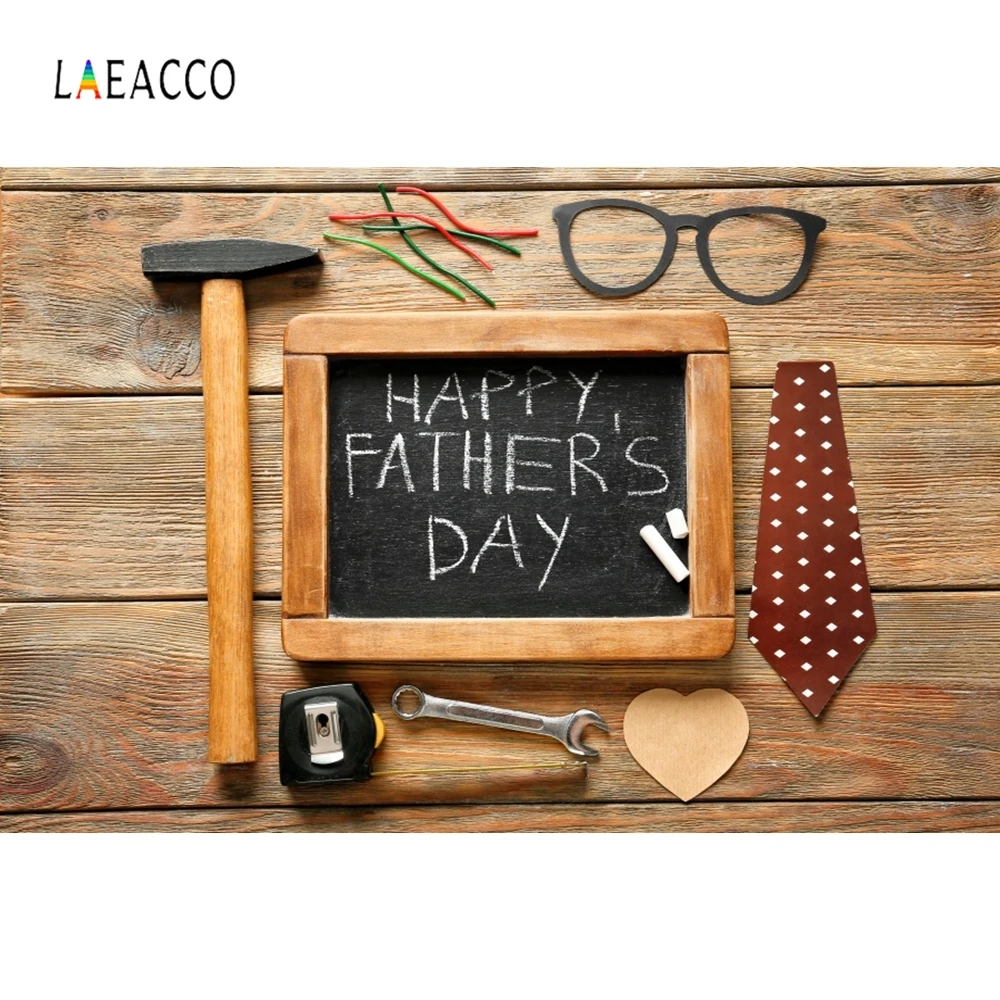 

Laeacco Happy Father's Day Wood Blackboard Backdrop Photocall Photography Background Customized Backdrops For Photo Studio