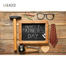 Laeacco Happy Father's Day Wood Blackboard Backdrop Photocall Photography Background Customized Backdrops For Photo Studio