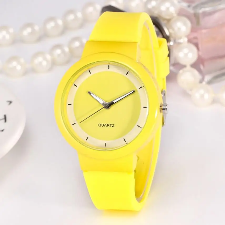 Женские модные повседневные аналог с силиконовым ремешком кварцевые круглые часы женские часы l0711