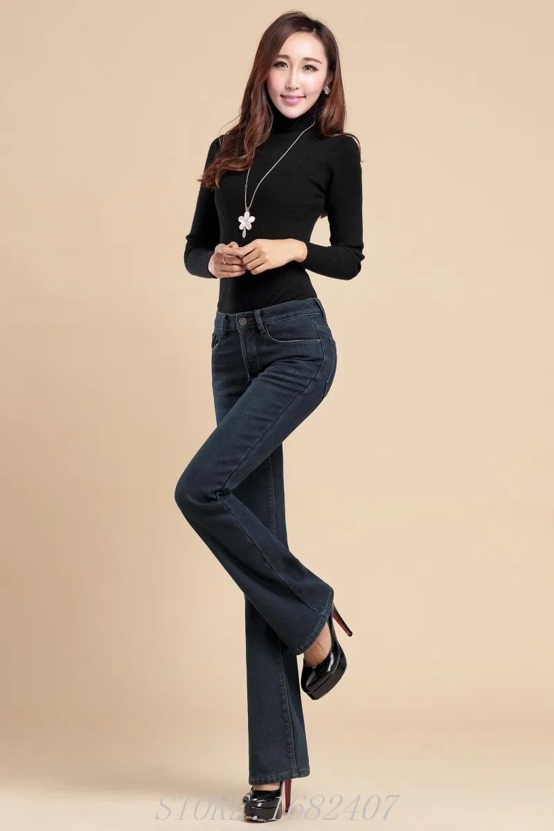 Высокое качество, женские зимние вельветовые джинсы для девочек, модные расклешенные брюки, размер 26-36