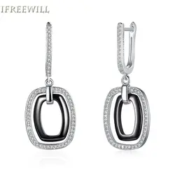 925 серебро большие серьги для женщин модные игольница керамики Циркон fine jewelry