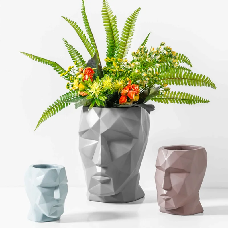 2019 Brand New Creative Face Shape Ceramic Flower Vase Flower Pot