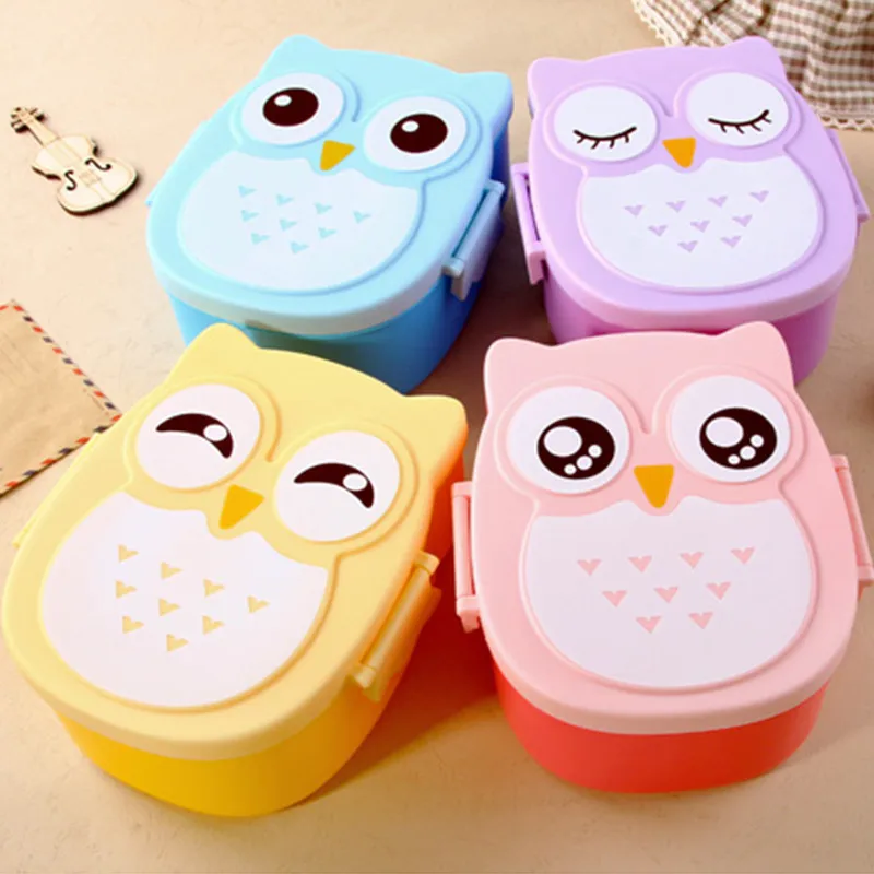 

Kawaii Candy Color Owl Lunch Boxes Microwave Oven Bento Container Case Dinnerware Children's Birthday Gift Lunchbox