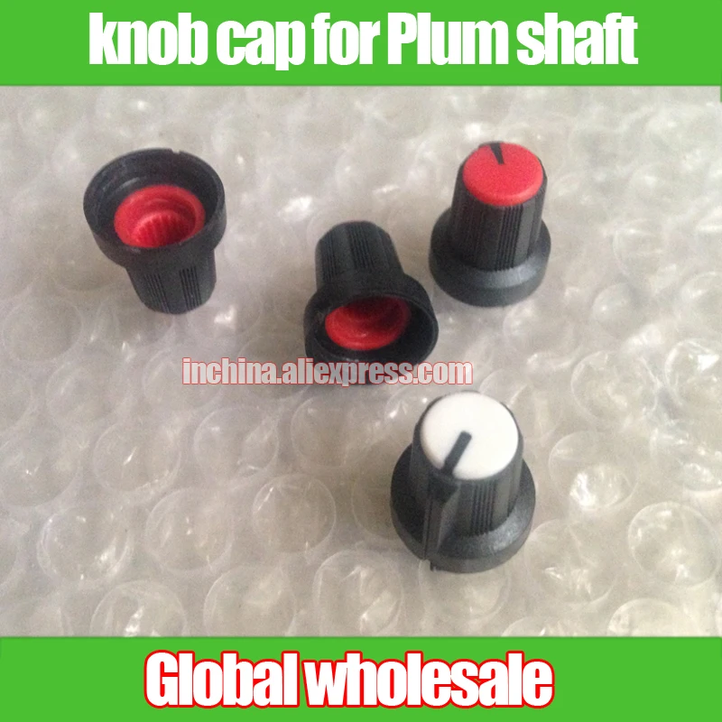 

10pcs black body red head knob cap for Plum shaft plastic potentiometer / Width 15MM high 16.5MM hole 6MM