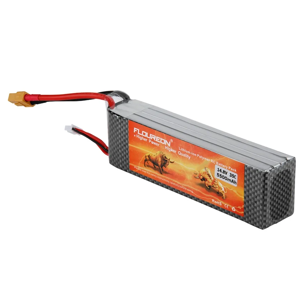 Floureon 4S 14,8 V 35C 5500 mAh литий-полимерный, Радиоуправляемый Перезаряжаемые Батарея XT60 для Радиоуправляемый вертолет, самолет с радиоуправлением лодка для любителей вертолетов