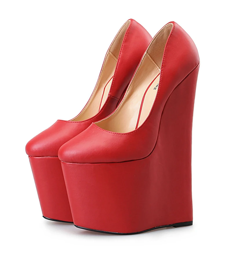 2016 New matt leather wedge heel extreme high HEEL 22CM/24cm heel with