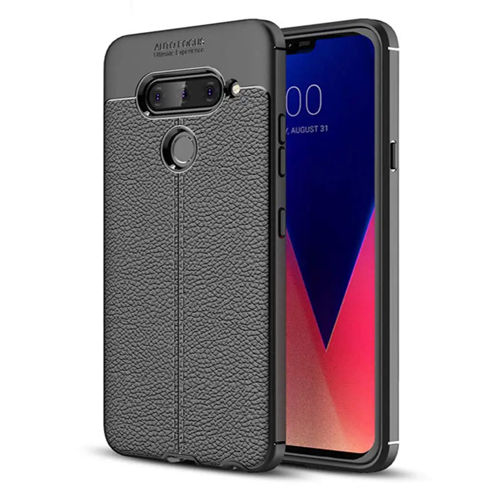 Чехол для LG V40 ThinQ противоударный прочный кожаный силиконовый чехол телефона V 40 |