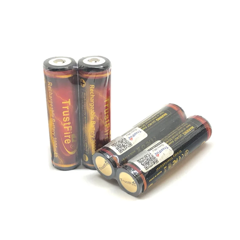 20pcs/lot TrustFire 18650 Golden Protected Battery 3.7V 3000mAh Rechargeable Lithium Batteries with PCB For Flashlights Torch