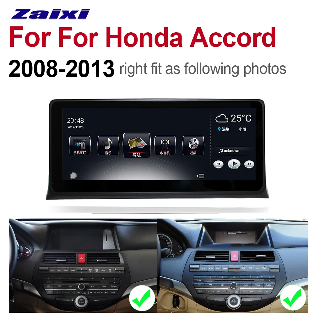 Discount ZaiXi 10.25" Auto Radio Android Car Player For Honda Accord 2008~2013 GPS Navigation Wifi Map Multimedia system Stereo Radio 4