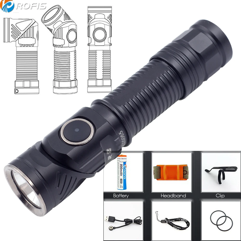  Rechargeable Flashlight Rofis R2 lamp XM-L2 U3 LED max. 700LM adjustable light torch bicycle head l - 32863167772