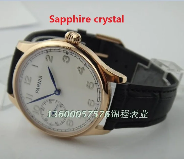 Sapphire crystal PARNIS sea gull ST3600 6497 Mechanical Hand Wind gooseneck movement plating rose gold watchcase