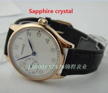 Sapphire crystal PARNIS sea gull ST3600 6497 Mechanical Hand Wind gooseneck movement plating rose gold watchcase