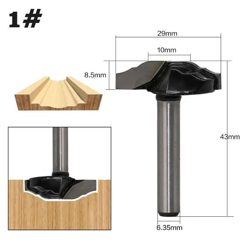 

1/4" 6.35MM Shank Woodworking Door Frame Router Bit for Wood Carbide Door Cabinet Bits Engraving Milling Cutter Tools