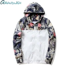 Grandwish Floral Bomber font b Jacket b font font b Men b font Hip Hop Slim