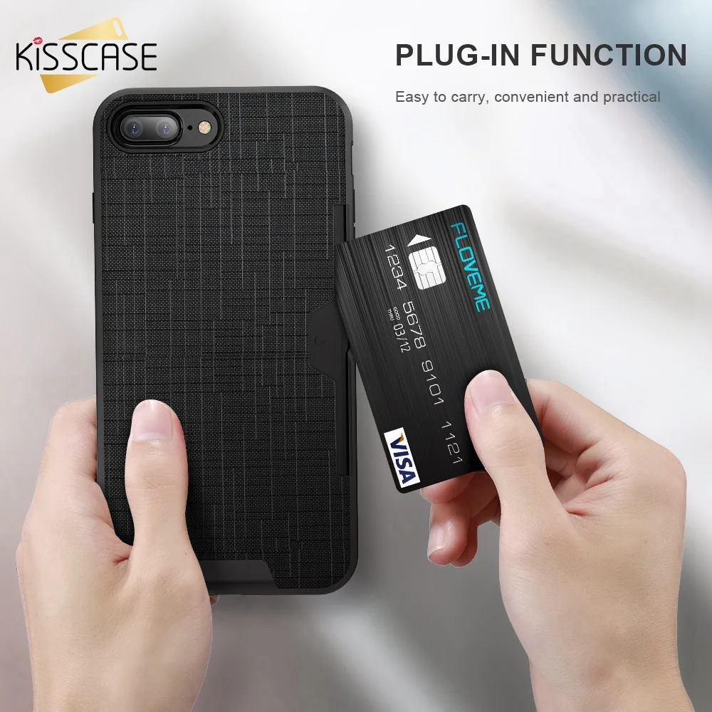

KISSCASE Card Slot Phone Case For iPhone 6 6S 7 8 Plus Soft TPU Silicone Case For Samsung Galaxy S8 Plus S7 Edge Capa Funda