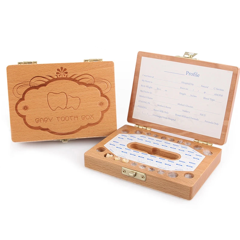 Tooth Box Organizer Wooden Storage Beech Wood 3-6YEARS for Baby Save Milk Teeth Creative Kids Montessori Educational Toy |