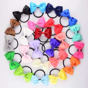 

20pcs/lot FASACC Soild Boutique Hair Bows With Elastic Hair Bands Girls Hair Tie Ribbon Rope Kids Hair Accessories A178