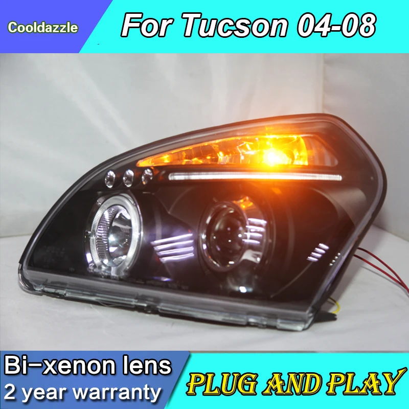 2004 2005 2006 2007 2008 год для Hyundai Tucson светодиодный ные фары головного света с дневными
