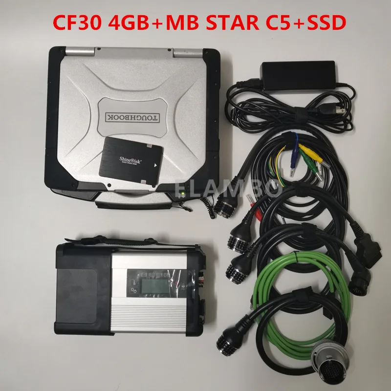 Ноутбук CF30 Toughbook CF30 4GB с super MB STAR C5 с программным обеспечением,09 HDD или SSD диагностический инструмент готов к работе MB STAR C5 - Цвет: cf30 and c5 with ssd