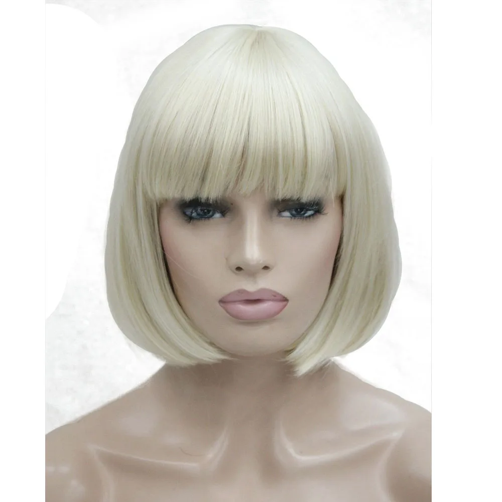 StrongBeauty женские парики боб черные волосы короткие прямые натуральные синтетические монолитным парик - Цвет: GX5339-613