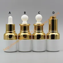 20 мл жемчужно-белая стеклянная бутылка эфирного масла с блестящей золотистая пипетка крышка или пресс-крышка. Пузырек для масла. Косметические эфирные масла контейнер
