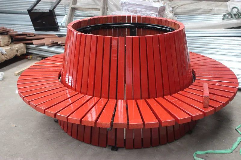 Personalizado ao ar Cadeira de Madeira Parque de Lazer Maciça em Torno da Árvore Redonda de Ferro Livre Parque Anticorrosivo Playground Longo Fundido