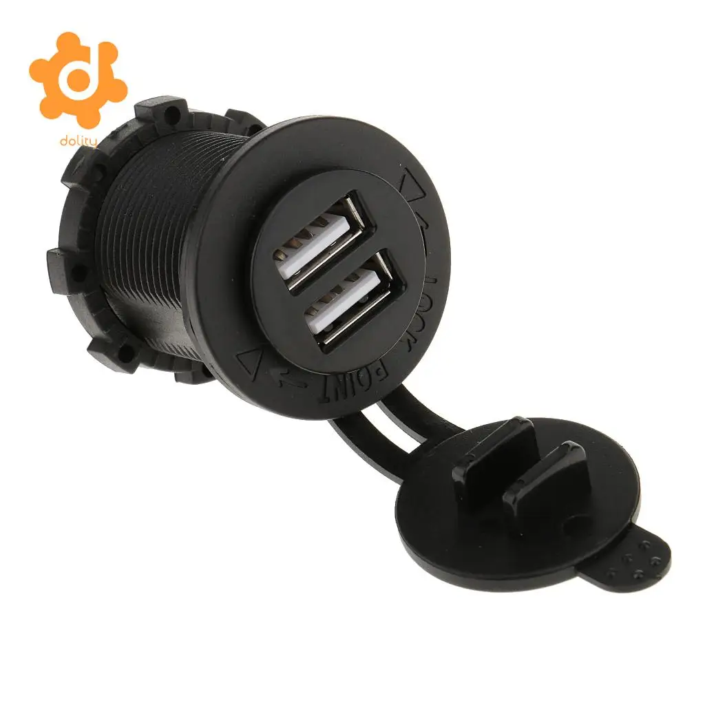 12V 5V 4.2A Dual USB Charger Socket for Motorcycle Boat Car Truck ATV Over-heated protection Waterproof cap cover