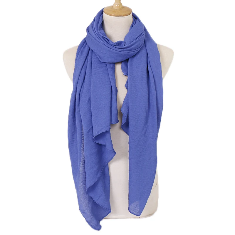 Качественный искусственный шелк, однотонный мусульманский шарф хиджаб, хлопок, африканские женские повязки на голову, исламский тюрбан, длинная шаль, Малайзия, обертывание, большой размер - Цвет: 17 loyal blue
