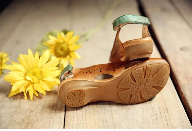 Tayunxing натуральная кожа обувь ручной работы с цветком женские босоножки удобные повседневные на средном каблуке FB022-1
