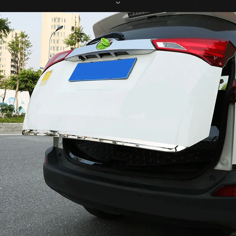 

More Fashion ! Stainless Steel Rear Trunk Tailgate Door Tail Bottom Lid Streamer Cover Trim 1 Pcs For Toyota RAV4 AX40 2013-2018