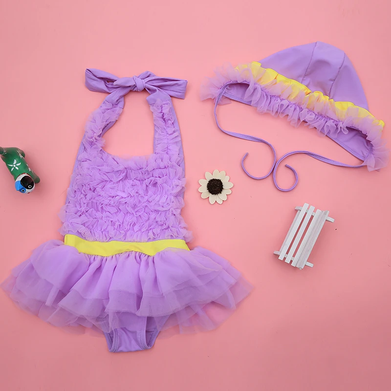 New 2018 Girls baby Swimwear Children's Swimsuit One-Piece Bathing Suits Swim cap For Girl Swimming Grils Sweet Skirt 0-9 years | Спорт и