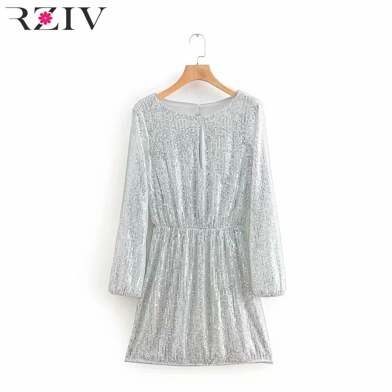 

RZIV 2019 spring women's dress casual solid color sequined dress