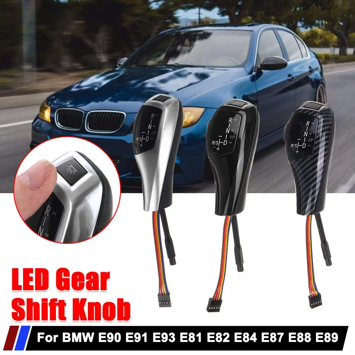 

64mm rod LED Manual Gear Shift-Knob Stick Lever LHD Automatic Knob For BMW E90 E91 LCI Sedan/ E92 E93 E81 E87 E87 LCI E82