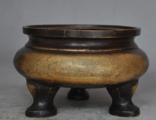 

bi003572 7"Marked chinese Buddhism bronze Goldfish fish incense burner Censer statue