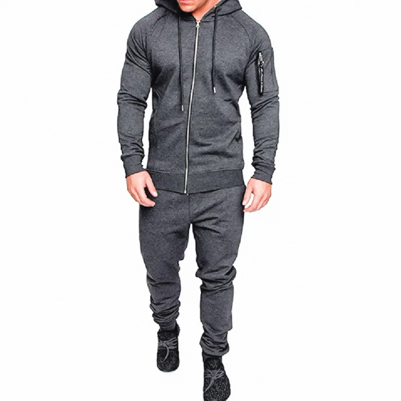 

Laamei Men Outwear Male Camouflage Jacket Suit Mens Tracksuit 2Pc Muscle Men Workout Tracksuit Top Pants Suit Set Hoodie Trouser