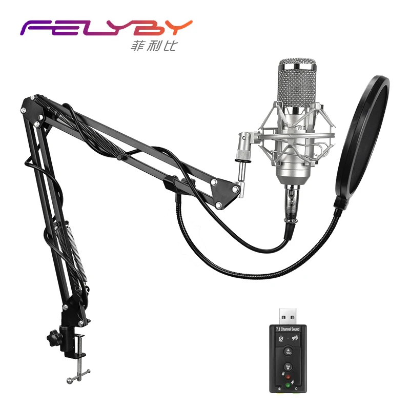 Felyby Профессиональный BM 800 конденсаторный микрофон для компьютера аудио студия