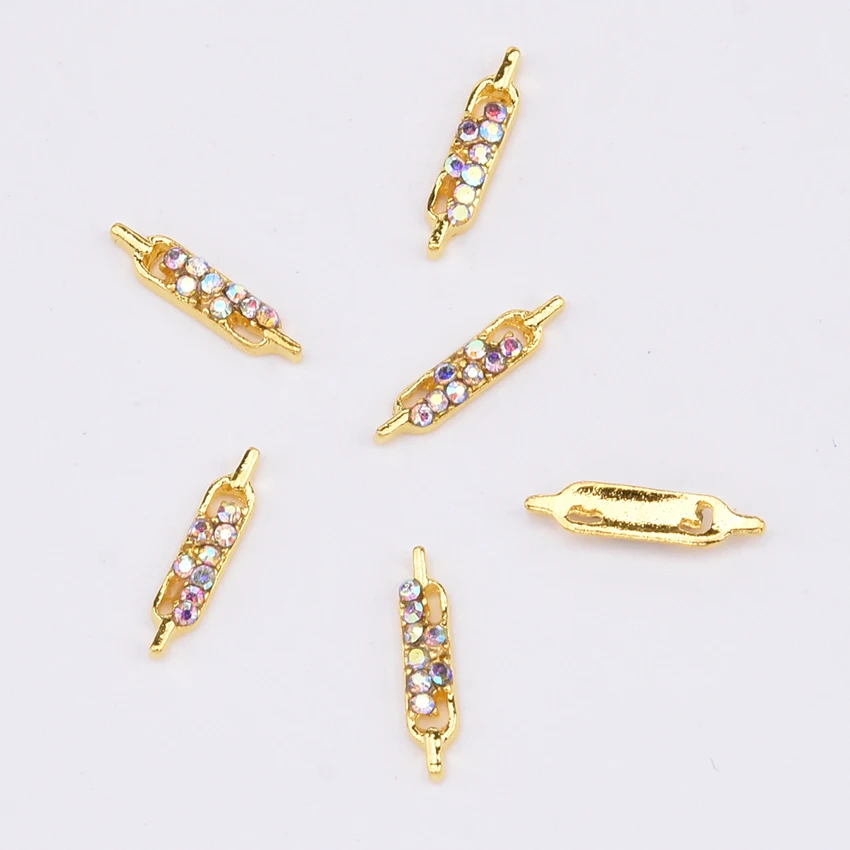 10pcs Crystal gold metal nail jewels rhinestones leaf design charms decorazioni unghie nail parts design materials Y1311~Y1316