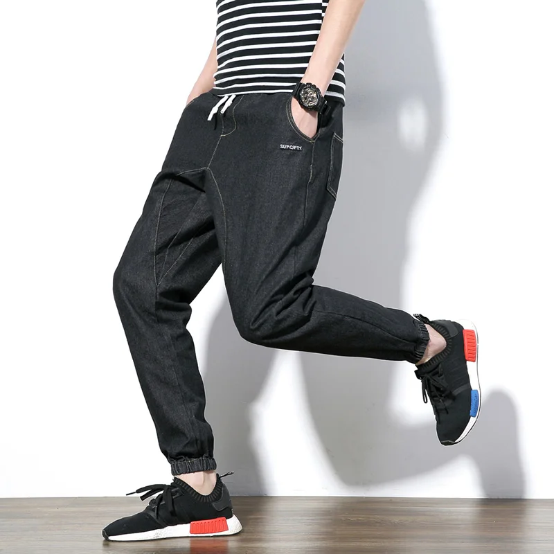 

2017 Men Trend Denim Hip-Hop Jeans Ankle-Length Pants Men's Casual Pants Blue Trousers for man Size 6XL Mens Joggers sweatpants