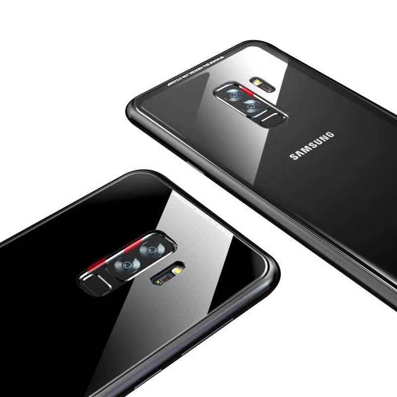 Чехол-книжка с магнитной адсорбцией для samsung Galaxy S8, S9 Plus, Note 8, S7, S7 Edge, закаленное стекло, задняя крышка, роскошный металлический бампер, чехол