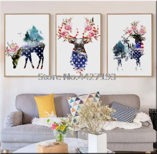 

Flag of the United States Diamond Embroidery Kitchen Wall Decor Diy Diamond Painting Crystal Mosaic Deer Skull Head Rhinestone