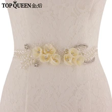 TOPQUEEN SJD-S321 цветок створки Свадебные Ремни Ткань Цветы Bridala лента с цветами эластичный пояс Быстрая